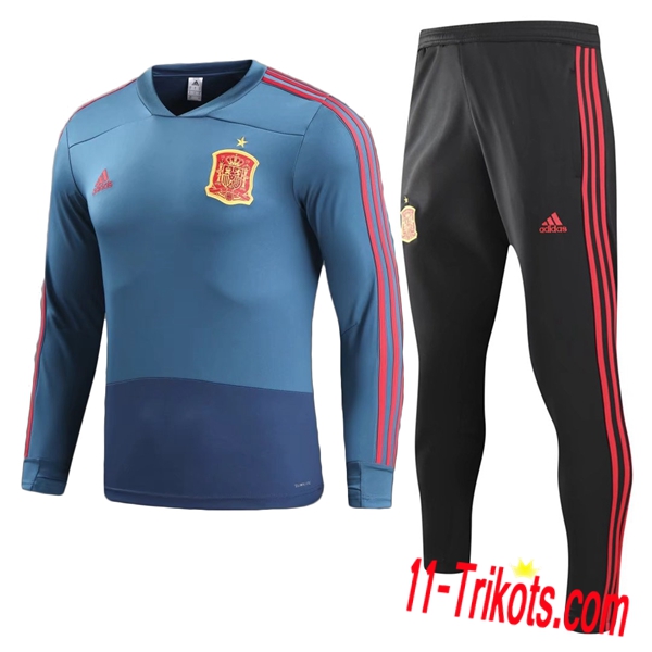 Neuestes Fussball Spanien Trainingsanzug Blau 2018/2019 | 11-trikots