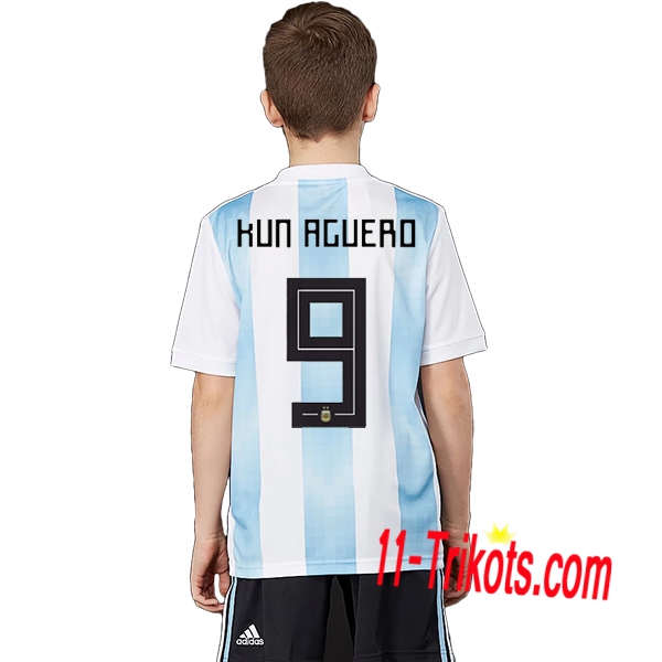 Beflockung Argentinien KUN AGUERO 9 Kurzarm Trikotsatz 2018/2019 Kinder Heimtrikot Neuer