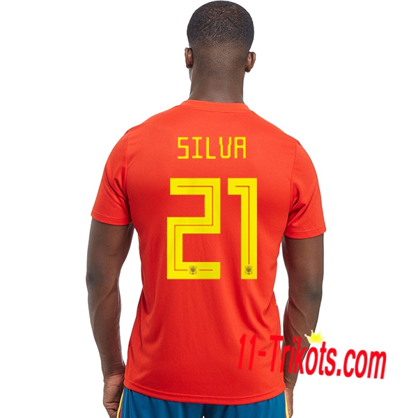 Neues Spanien Heimtrikot 2018/2019 Silva 21 Kurzarm Herren Erstellen