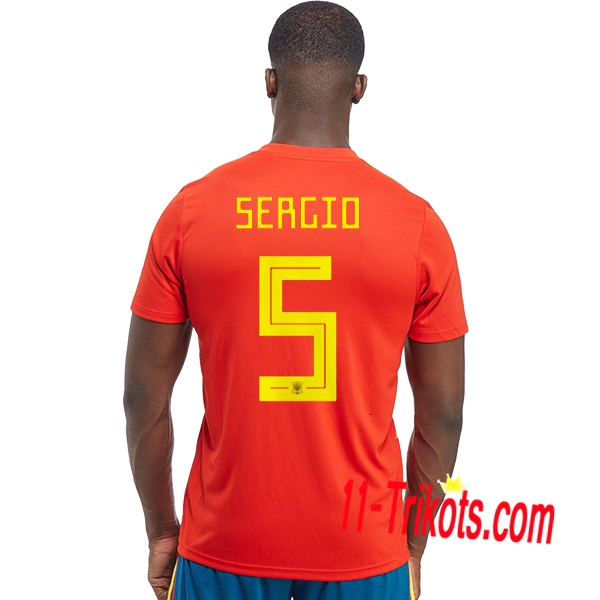 Neues Spanien Heimtrikot 2018/2019 Sergio 5 Kurzarm Herren Erstellen