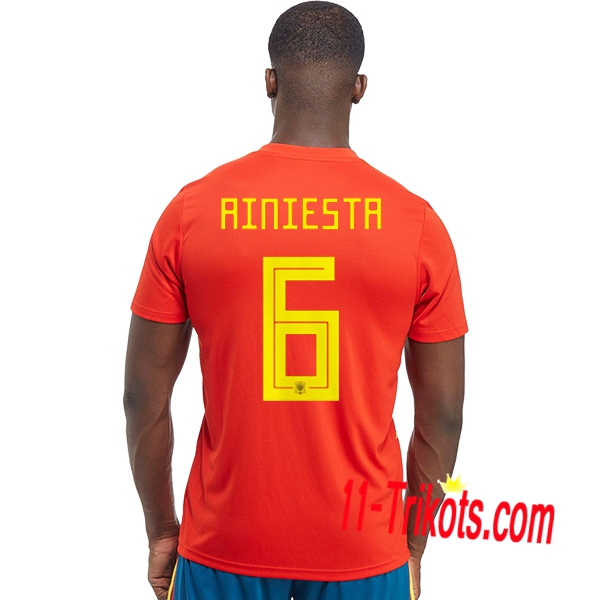 Neues Spanien Heimtrikot 2018/2019 A.Iniesta 6 Kurzarm Herren Erstellen