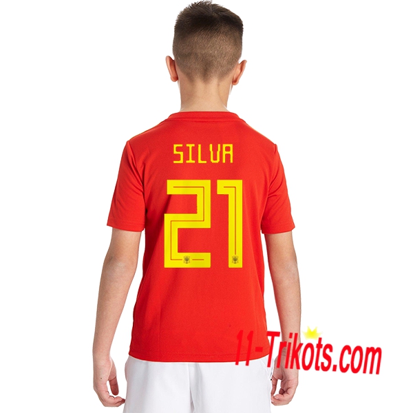 Beflockung Spanien Silva 21 Kurzarm Trikotsatz 2018/2019 Kinder Heimtrikot Neuer