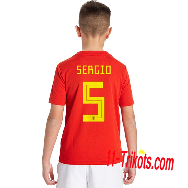 Beflockung Spanien Sergio 5 Kurzarm Trikotsatz 2018/2019 Kinder Heimtrikot Neuer