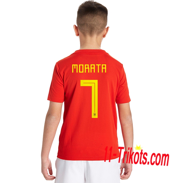 Beflockung Spanien MORATA 7 Kurzarm Trikotsatz 2018/2019 Kinder Heimtrikot Neuer