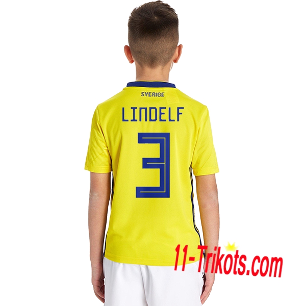 Beflockung Schweden LINDELÖF 3 Kurzarm Trikotsatz 2018/2019 Kinder Heimtrikot Neuer