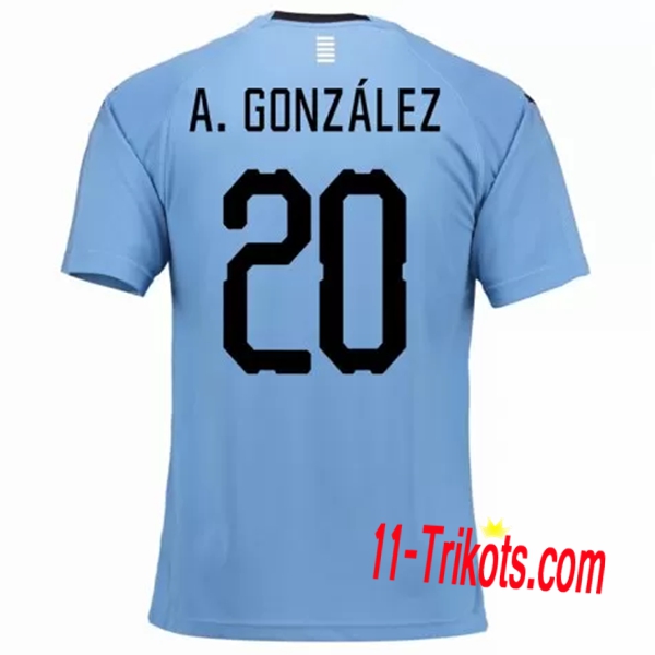 Neues Uruguay Heimtrikot 2018/2019 A.González 20 Kurzarm Herren Erstellen