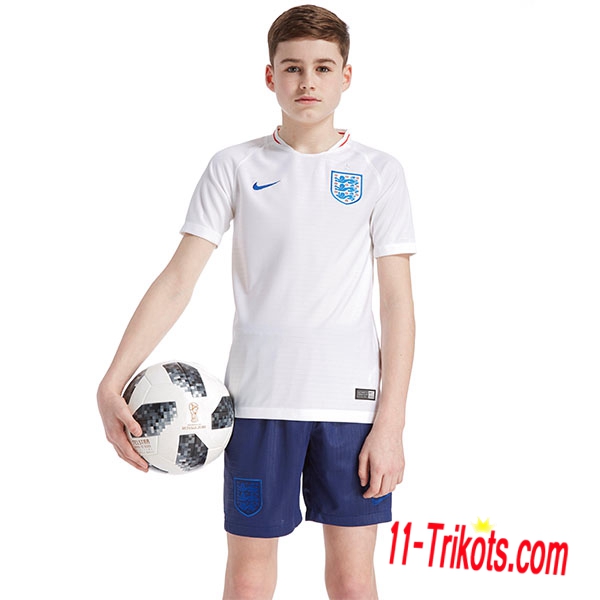 Beflockung England Kurzarm Trikotsatz 2018/2019 Kinder Heimtrikot Weiss Neuer