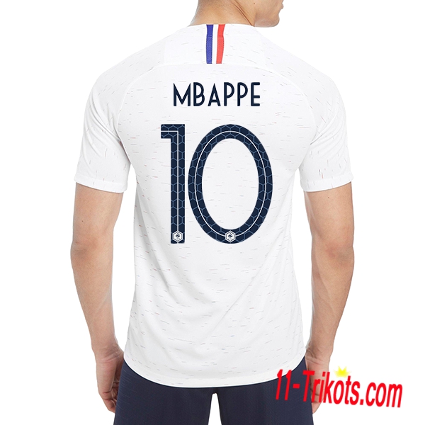 Neues Frankreich Auswärtstrikot Weiss 2018/2019 Mbappe 10 Kurzarm Herren Erstellen