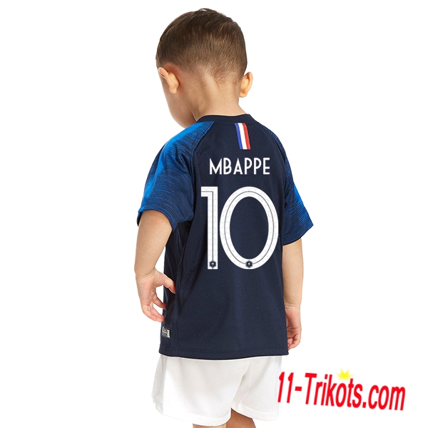 Beflockung Frankreich Mbappe 10 Kurzarm Trikotsatz 2018/2019 Kinder Heimtrikot Blau Neuer