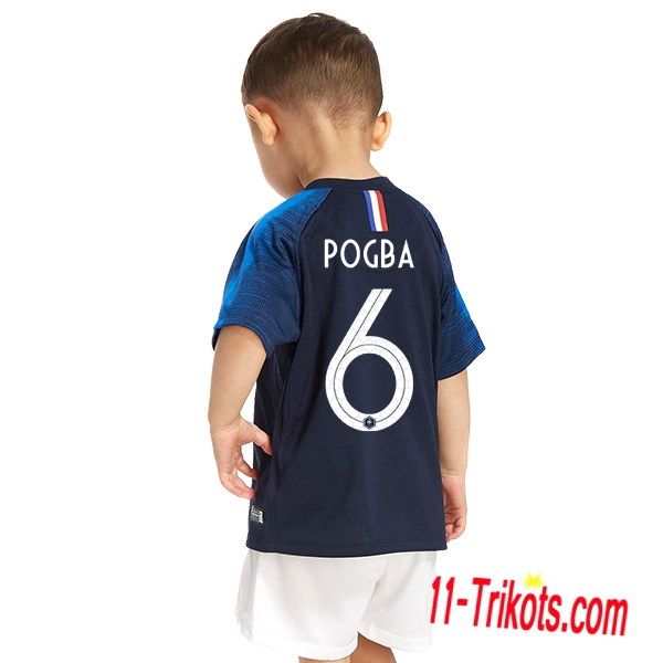 Beflockung Frankreich Pogba 6 Kurzarm Trikotsatz 2018/2019 Kinder Heimtrikot Blau Neuer