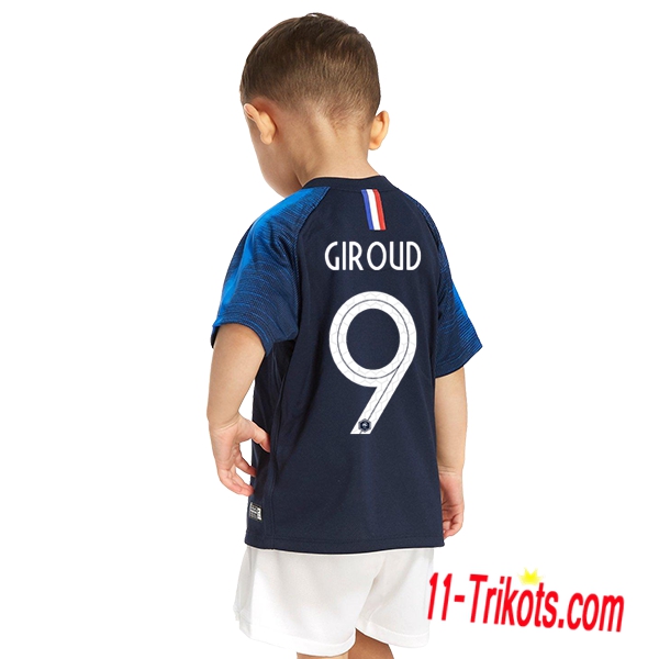 Beflockung Frankreich Giroud 9 Kurzarm Trikotsatz 2018/2019 Kinder Heimtrikot Blau Neuer