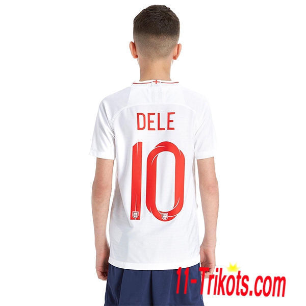 Beflockung England Dele 10 Kurzarm Trikotsatz 2018/2019 Kinder Heimtrikot Weiss Neuer