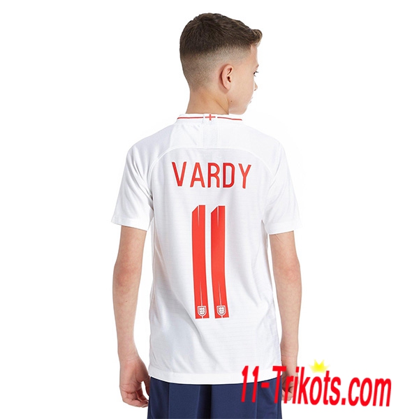 Beflockung England Vardy 11 Kurzarm Trikotsatz 2018/2019 Kinder Heimtrikot Weiss Neuer