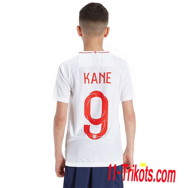 Beflockung England Kane 9 Kurzarm Trikotsatz 2018/2019 Kinder Heimtrikot Weiss Neuer