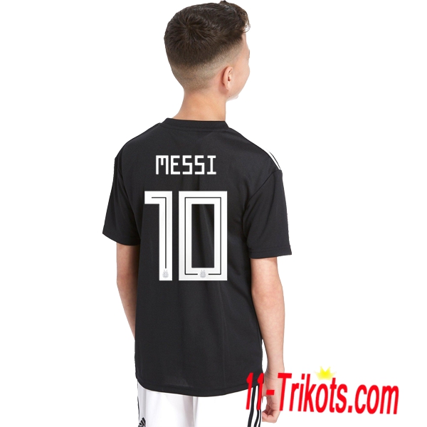 Beflockung Argentinien Messi 10 Kurzarm Trikotsatz 2018/2019 Kinder Auswärtstrikot Schwarz Neuer