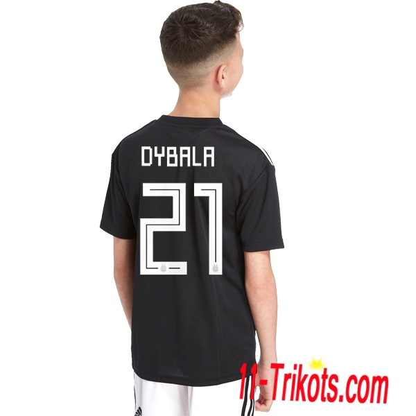 Beflockung Argentinien DYBALA 21 Kurzarm Trikotsatz 2018/2019 Kinder Auswärtstrikot Schwarz Neuer