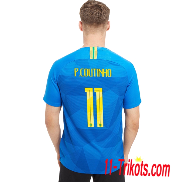 Neues Brasilien Auswärtstrikot Blau 2018/2019 P.COUTINHO 11 Kurzarm Herren Erstellen