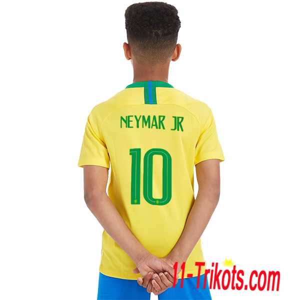 Beflockung Brasilien Neymar Jr 10 Kurzarm Trikotsatz 2018/2019 Kinder Heimtrikot Gelb Neuer