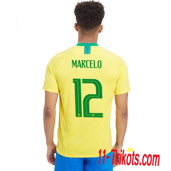 Neues Brasilien Heimtrikot Gelb 2018/2019 MARCELO 12 Kurzarm Herren Erstellen