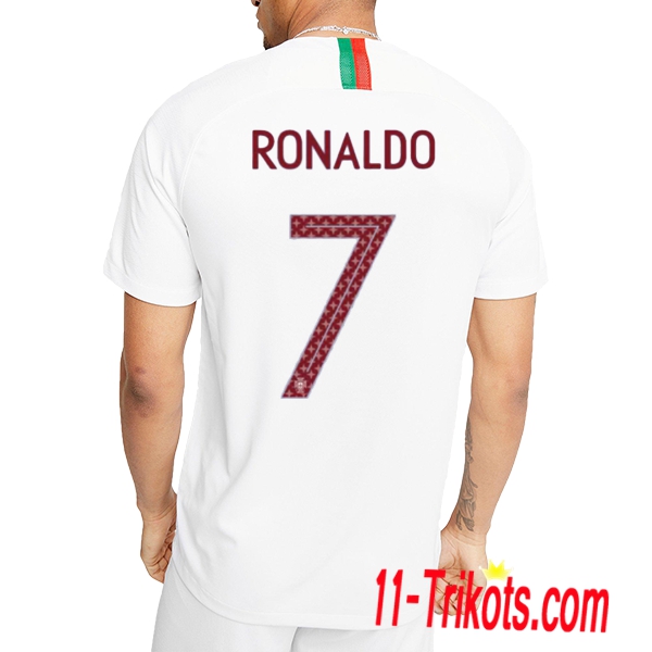 Neues Portugal Auswärtstrikot Weiss 2018/2019 Ronaldo 7 Kurzarm Herren Erstellen
