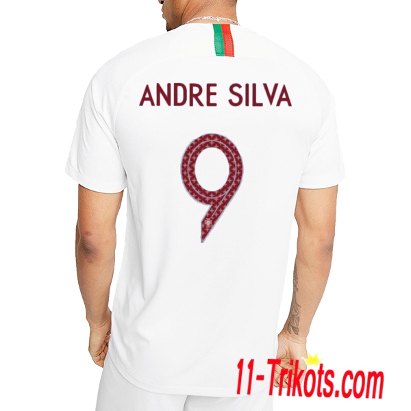 Neues Portugal Auswärtstrikot Weiss 2018/2019 Andre Silva 9 Kurzarm Herren Erstellen