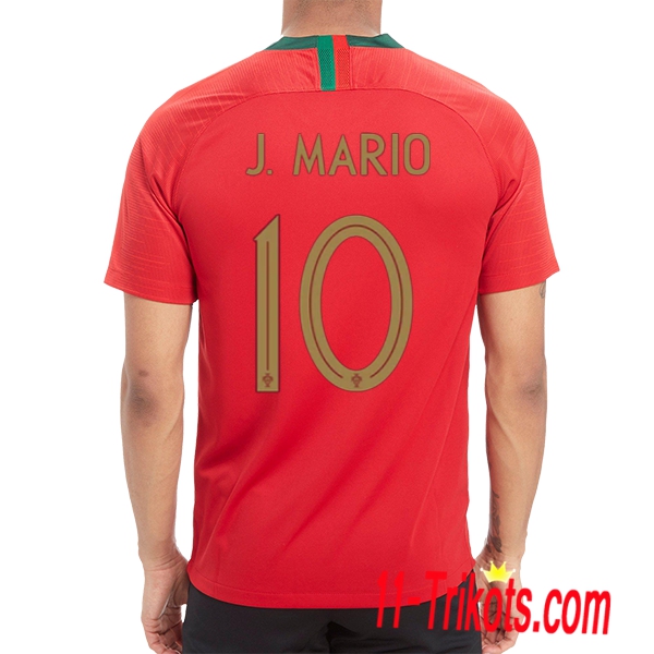 Neues Portugal Heimtrikot Rot 2018/2019 J.Mario 10 Kurzarm Herren Erstellen