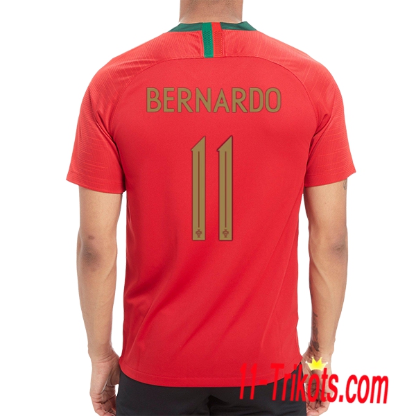 Neues Portugal Heimtrikot Rot 2018/2019 Bernardo 11 Kurzarm Herren Erstellen