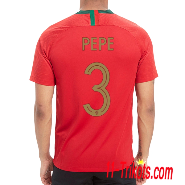 Neues Portugal Heimtrikot Rot 2018/2019 PEPE 3 Kurzarm Herren Erstellen