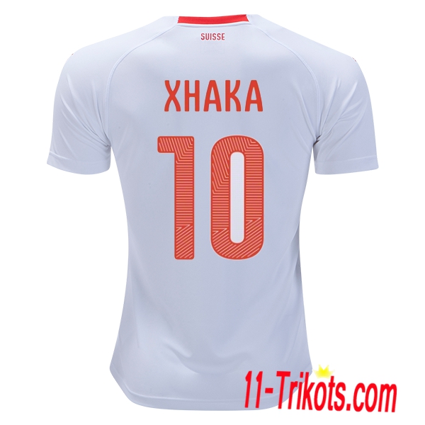 Neues Schweiz Auswärtstrikot Weiss 2018/2019 XHAKA 10 Kurzarm Herren Erstellen