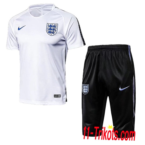 Neuestes Fussball Pre Match England Trainingstrikot + 3/4 Hose Weiß 2018/2019 | 11-trikots