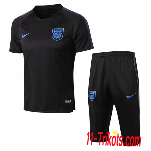 Neuestes Fussball Pre Match England Trainingstrikot + 3/4 Hose Schwarz 2018/2019 | 11-trikots