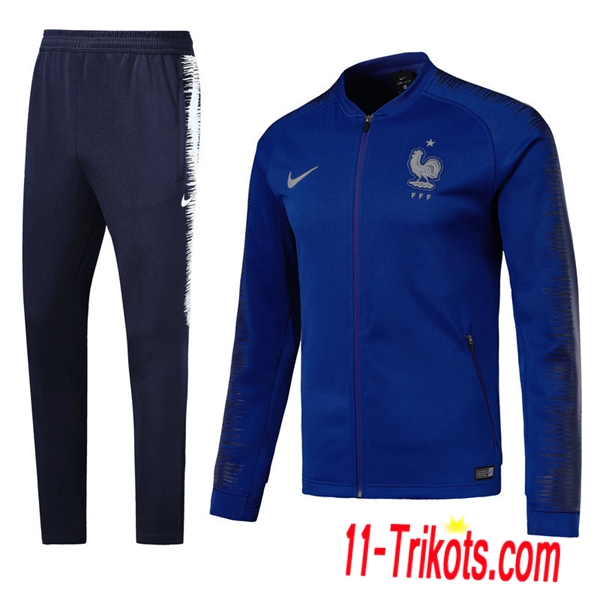 Neuestes Fussball Frankreich Trainingsanzug (Jacken) Blau 2018/2019 | 11-trikots