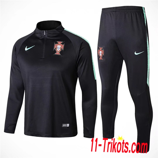 Neuestes Fussball Portugal Trainingsanzug Schwarz 2018/2019 | 11-trikots