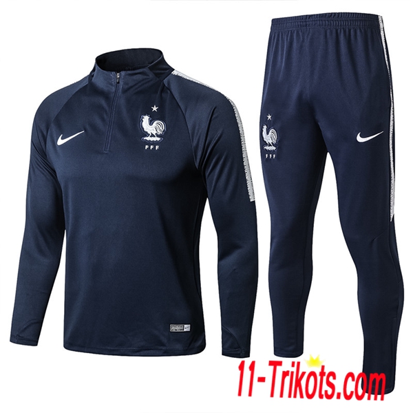 Neuestes Fussball Frankreich Trainingsanzug Marineblau 2018/2019 | 11-trikots