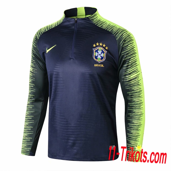 Sudadera de entrenamiento Brasil Strike Drill Azul marino/Verde 2018/2019