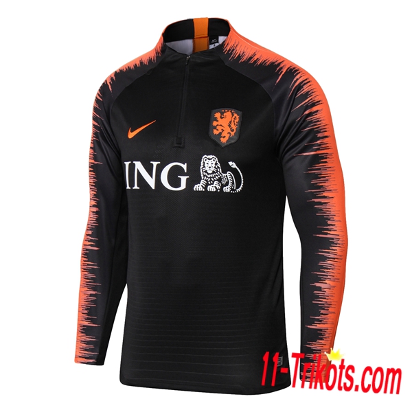 Sudadera de entrenamiento Países Bajos Negro/Naranja 2018/2019