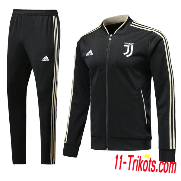 Neuestes Fussball Juventus Trainingsanzug (Jacken) Schwarz 2018/2019 | 11-trikots