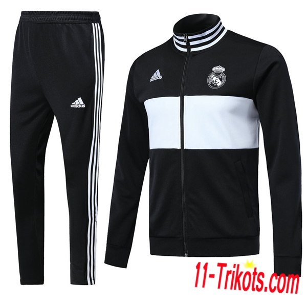 Neuestes Fussball Real Madrid Trainingsanzug (Jacken) Schwarz/Weiß | 11-trikots