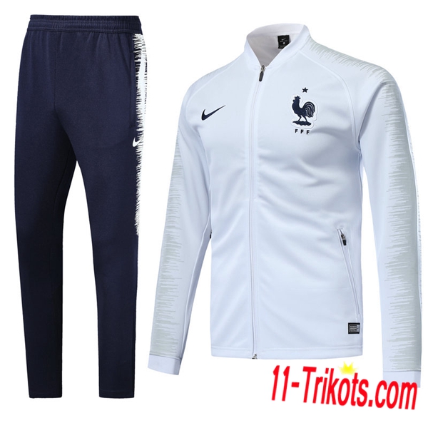 Neuestes Fussball Frankreich Trainingsanzug (Jacken) Weiß | 11-trikots