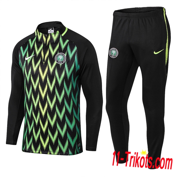 Neuestes Fussball Nigeria Trainingsanzug Schwarz/Grün | 11-trikots