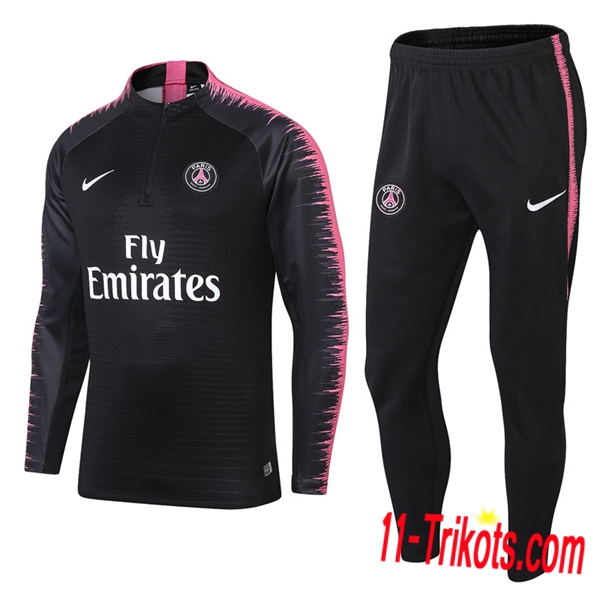 Neuestes Fussball PSG Trainingsanzug Schwarz/Rose | 11-trikots