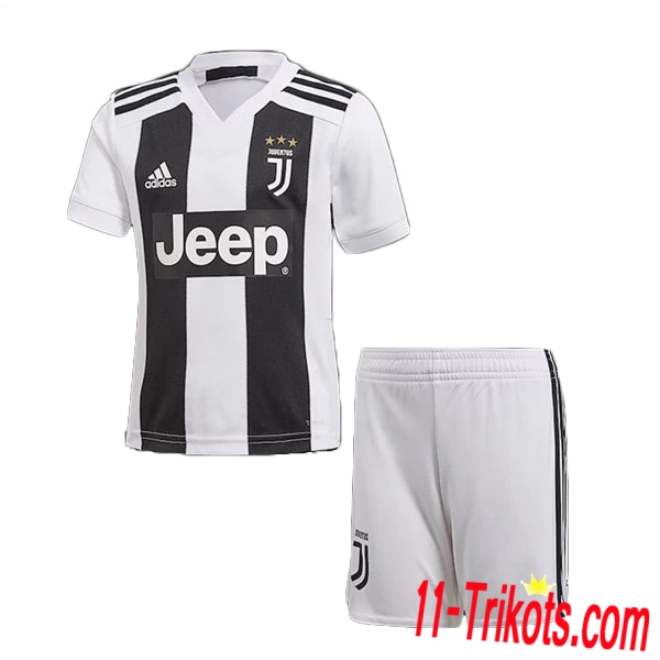 Beflockung Juventus Kinder Trikotsatz 2018/2019 Kurzarm Heimtrikot Weiss Schwarz Neuer