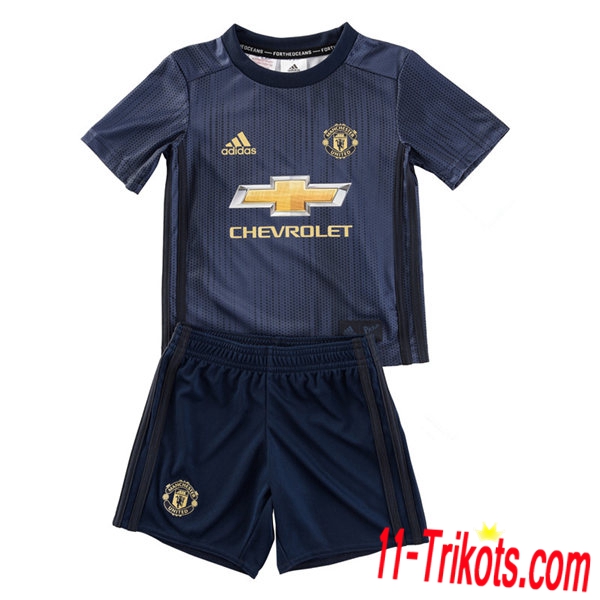 Beflockung Manchester United Kinder Trikotsatz 2018/2019 Kurzarm Third Marineblau Neuer