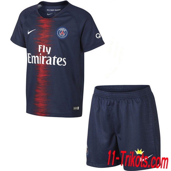 Beflockung PSG Kinder Trikotsatz 2018/2019 Kurzarm Heimtrikot Rot Königsblau Neuer