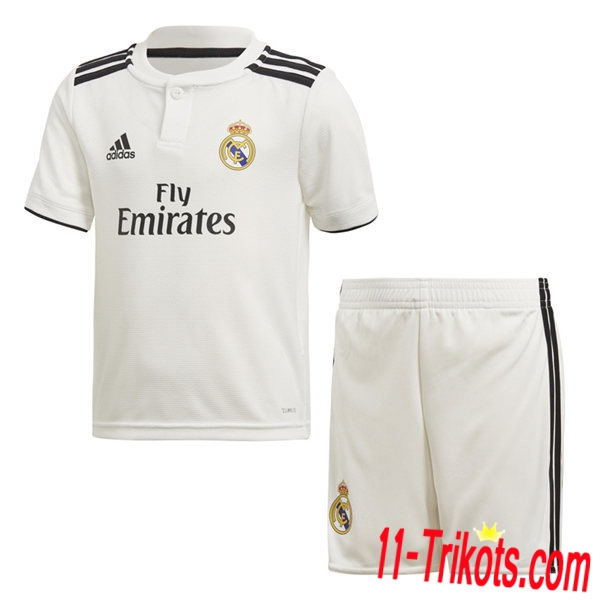 Beflockung Real Madrid Kinder Trikotsatz 2018/2019 Kurzarm Heimtrikot Weiss Neuer