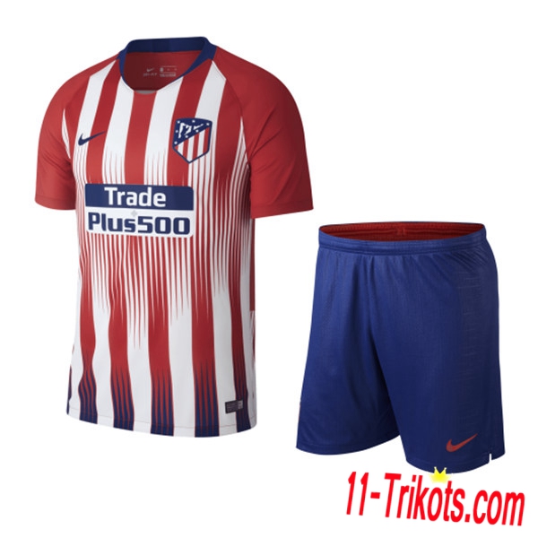 Beflockung Atletico Madrid Kinder Trikotsatz 2018/2019 Kurzarm Heimtrikot Blaues Weiß Neuer