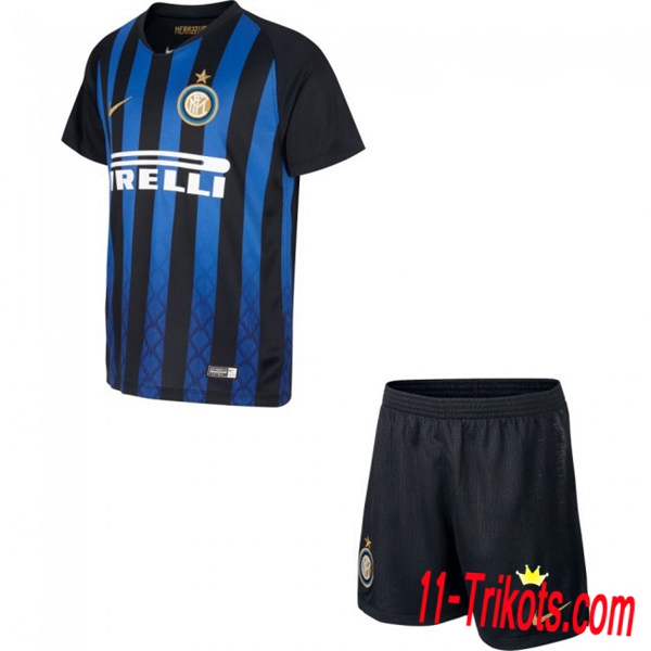 Beflockung Inter Milan Kinder Trikotsatz 2018/2019 Kurzarm Heimtrikot Schwarz Blau Neuer