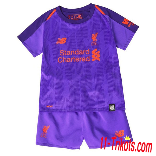 Beflockung FC Liverpool Kinder Trikotsatz 2018/2019 Kurzarm Auswärtstrikot Lila Neuer