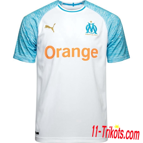 Neues Marseille OM Herren Heimtrikot Blaues Weiß 2018/2019 Kurzarm Erstellen