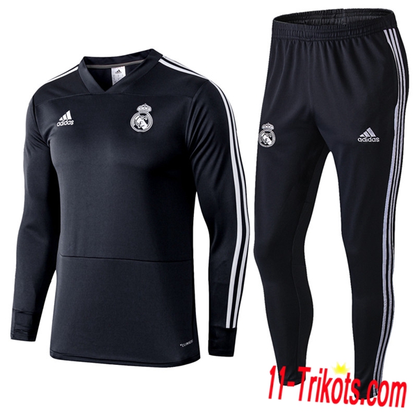 Neuestes Fussball Real Madrid Trainingsanzug Schwarz 2018 2019 | 11-trikots